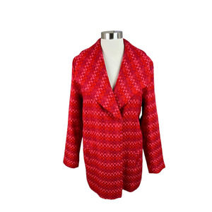 Cabi Sloan Jacket Scarlet Red Tweed Wool Blend Snap Front 3031 Size Medium